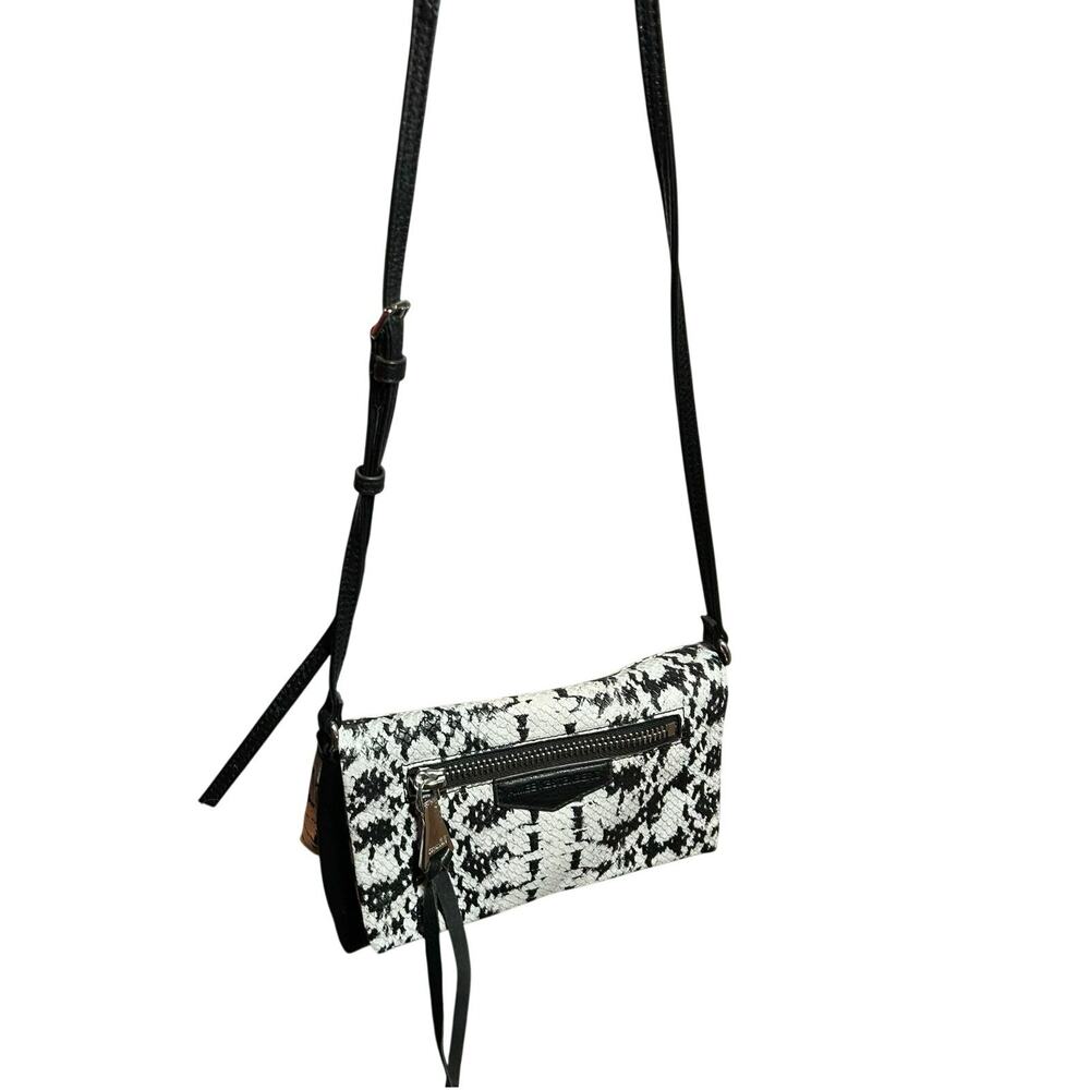 Aimee Kestenberg Bali Convertible Leather Crossbody Bag Snake Print Black White - Picture 6 of 15